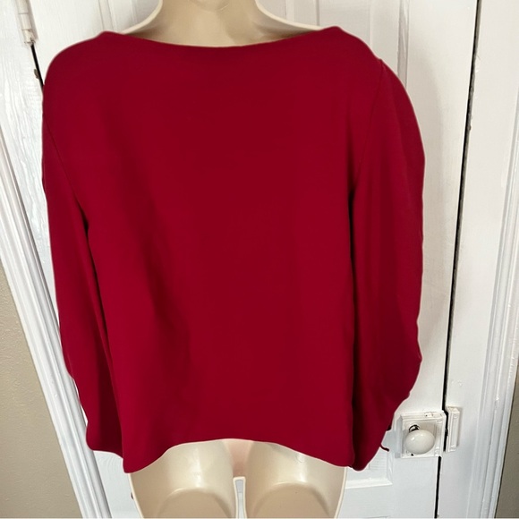 Trina Turk Veda Drawstring Sleeve Top Sumac Red Large Q2 - Picture 4 of 8